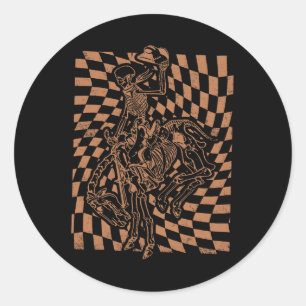 Adesivo Retro Howdy Skeleton De Cowboy Com Chapéu De Cowbo