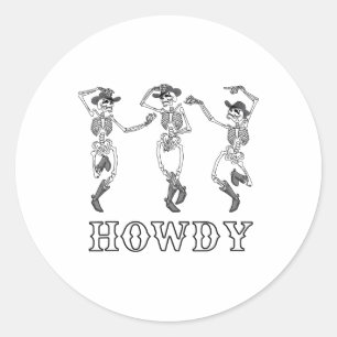 Adesivo Retro Howitt Skeleton Cowgirl Dançando Boots Cowbo