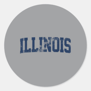 Adesivo Retro Illinois Vintage Illinois Laranja Azul