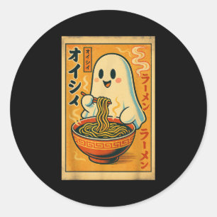 Adesivo Retro Japonês Ghost Eating Ramen Kawaii Art