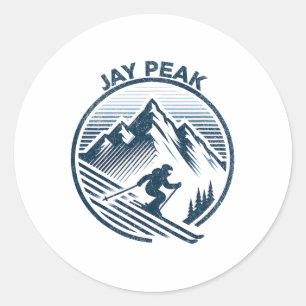 Adesivo Retro Jay Peak Vermont Skiier Blue Vintage M