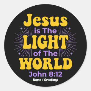Adesivo Retro Jesus é a Luz do Mundo João 8 12