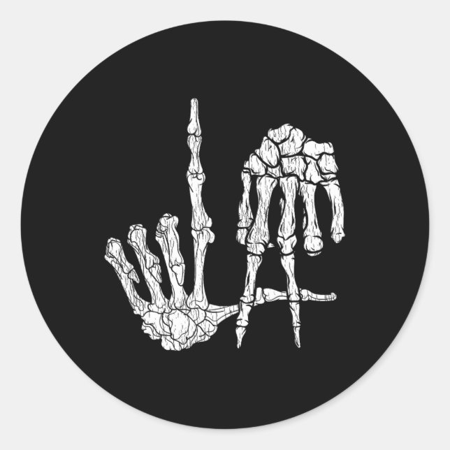 Adesivo Retro La Hands Skeleton Los Angeles Sinal Hall (Frente)