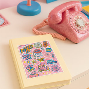 Adesivo Retro Legal Conversar Não Enviar Mensagens Rosa