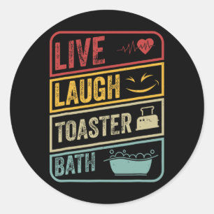 Adesivo Retro Live Laugh Toaster O Skeleton Engraçado Hall