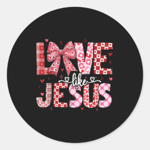 Adesivo Retro Love Like Jesus Coquette Heart Arco Jesus Va