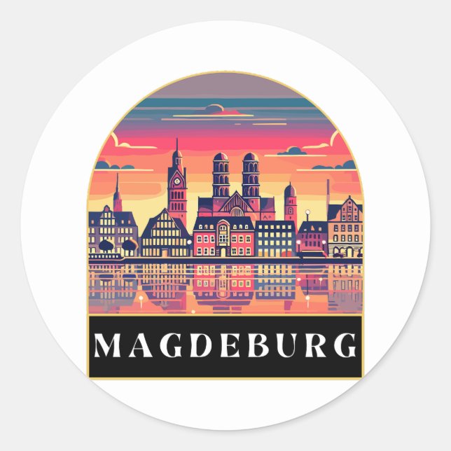 Adesivo Retro Magdeburg Skyline (Frente)
