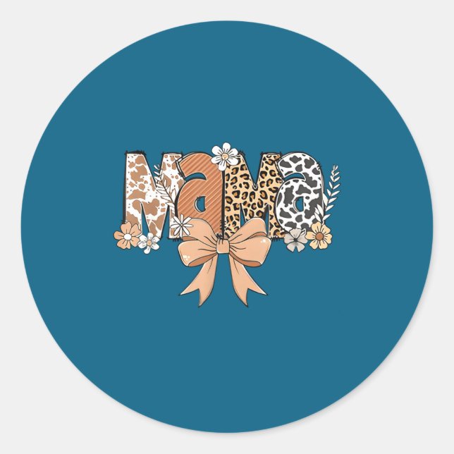 Adesivo Retro Mama Coquette Bows Leopard Mom Mother's Day  (Frente)