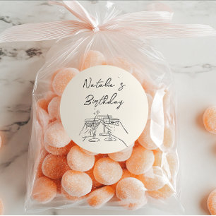 Adesivo Retro Mão Desenhada Óculos Martini Doddle Birthday