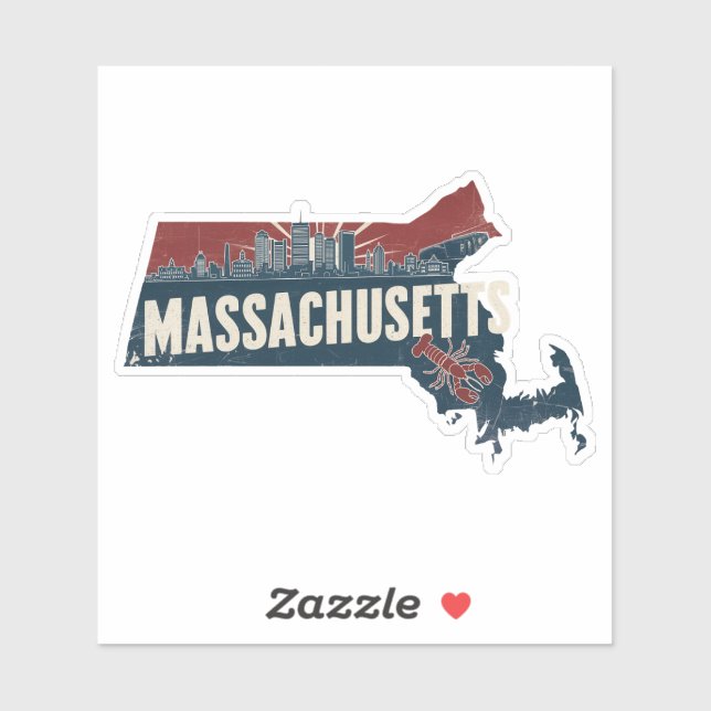 Adesivo Retro Massachusetts Sticker (Folha)