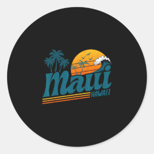Adesivo Retro Maui Havaí Ilha Havaiana Palmeira Praia 
