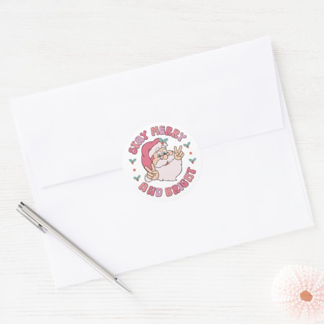 Adesivo Retro Merry & Bright Santa (Envelope)
