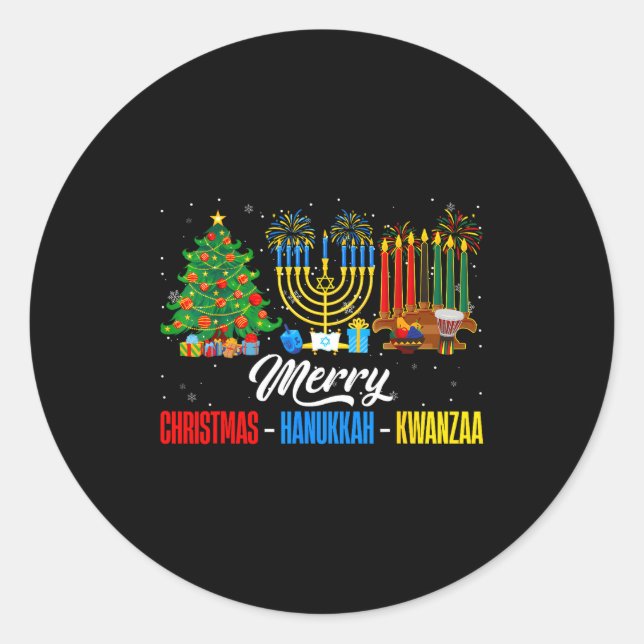 Adesivo Retro Merry Christmas Hanukkah Kwanzaa Happy Holid (Frente)