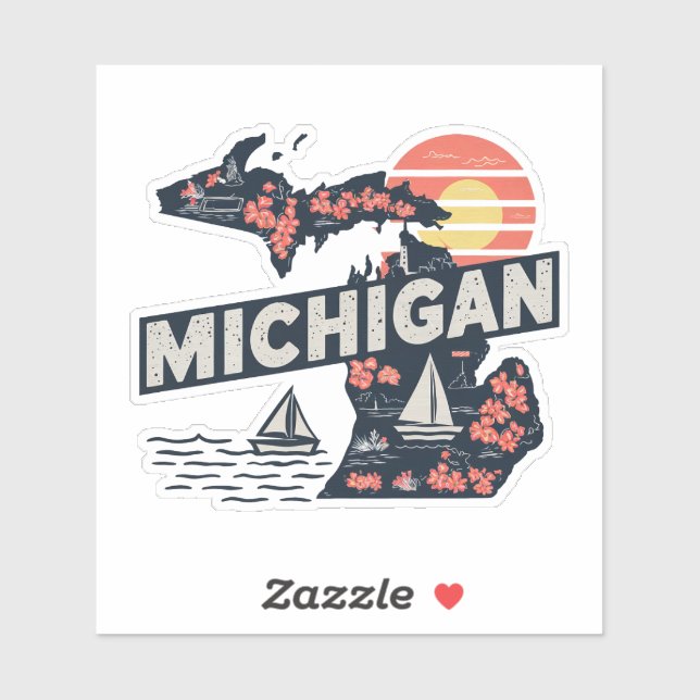 Adesivo Retro Michigan State Sticker (Folha)