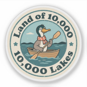 Adesivo Retro Minnesota Loon Pássaro com Cachecol e Remo