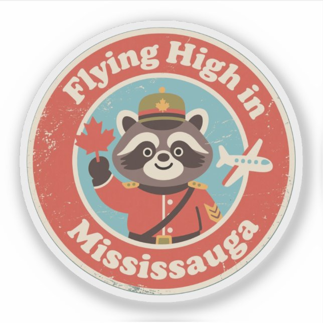 Adesivo Retro Mississauga Guaxinim Voador (Frente)