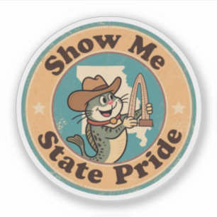 Adesivo Retro Missouri Crachá_ Catfish Holding Gateway Arc