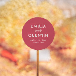 Adesivo Retro Modern Cherry Red Wedding Thank You Favor