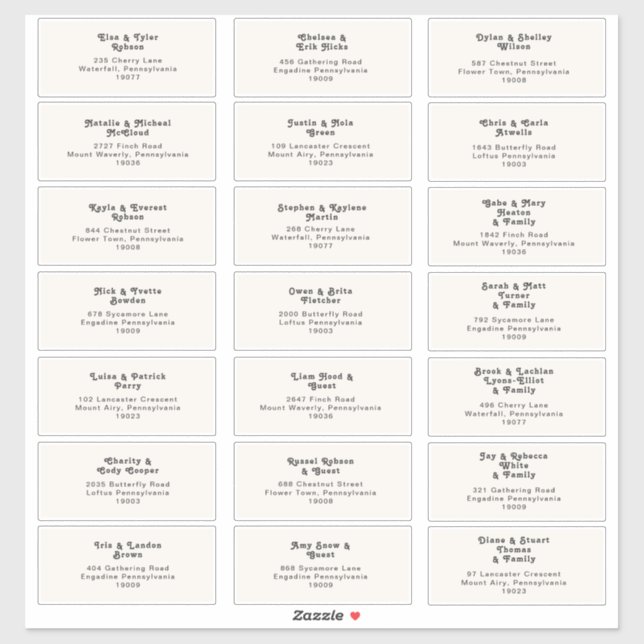 Adesivo Retro Moderno | Cream Wedding Guest Address Labs (Folha)