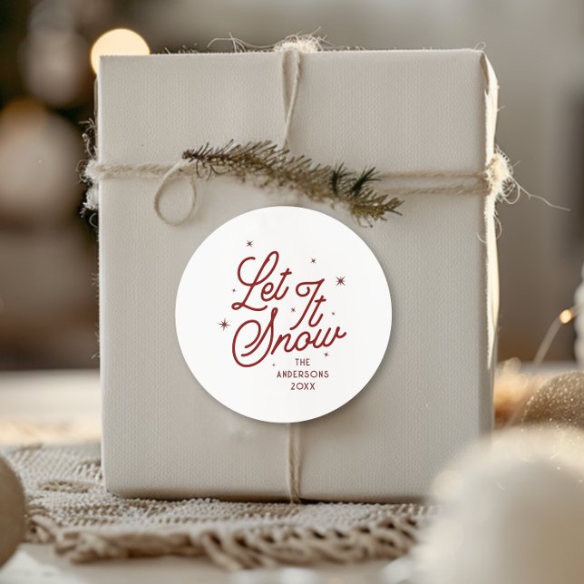 Adesivo Retro Moderno Deixar Que Ele Neve Script De Natal  (Criador carregado)