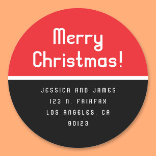 Adesivo Retro-Moderno Feliz Natal Endereço de Remetente Ve