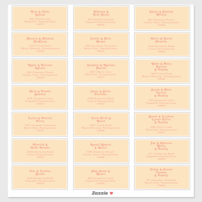 Adesivo Retro Moderno | Orange Cream Wedam Endereço Convid (Folha)