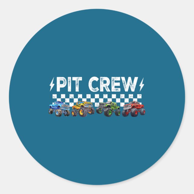 Adesivo Retro Monster Truck Family T Crew Matching Birthda (Frente)