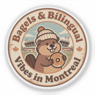 Adesivo Retro Montreal Beaver & Bagel