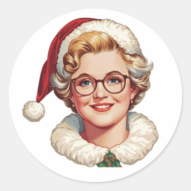 Adesivo Retro Mrs. Claus Christmas Sticker (Frente)