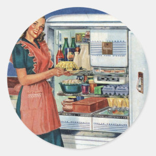 Adesivo Retro-Mulheres 50 Frigorífico De Cheio De Cozinha