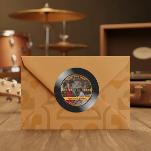 Adesivo Retro Music Vinyl Record Foto Round