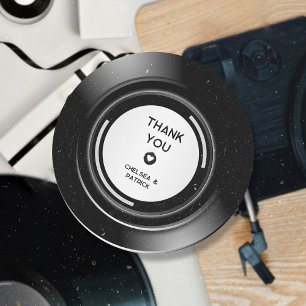 Adesivo Retro Music Vinyl Record Simple Weding Obrigado