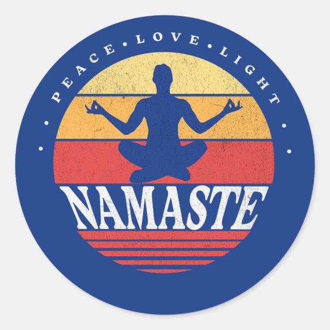 Adesivo Retro Namaste, pose de ioga (Frente)