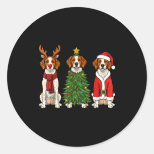 Adesivo Retro Natal Brittany Spaniel Papai Noel Rena Do