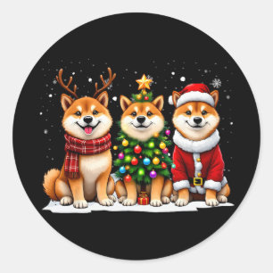 Adesivo Retro Natal Shi Inu Papai Noel Rena Cão Amante