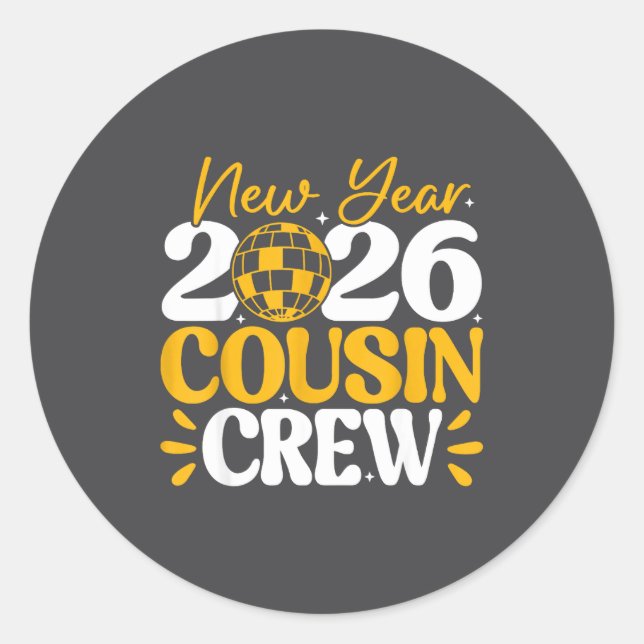 Adesivo Retro New Year 2026 Cousin Crew New Years Eve Nye  (Frente)