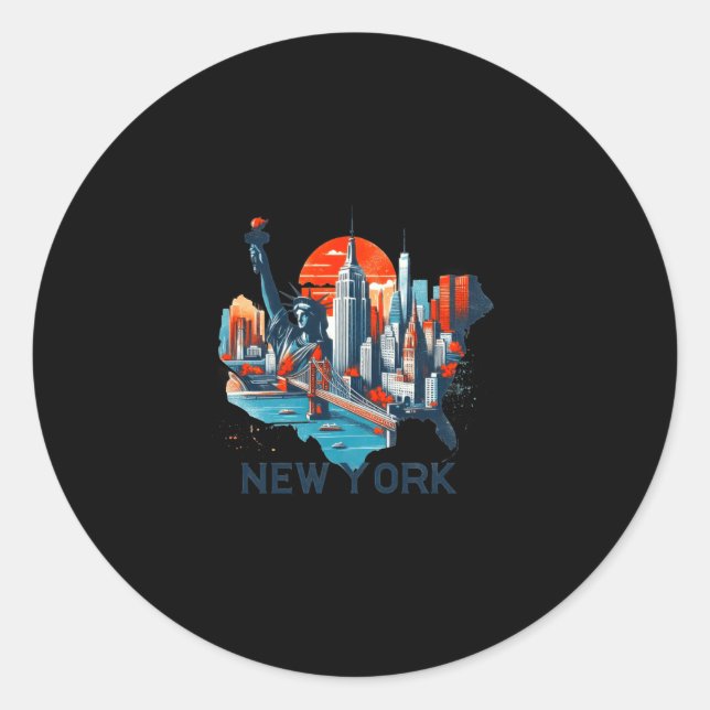 Adesivo Retro New York Skyline Silhouette  (Frente)