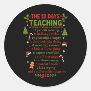 Adesivo Retro Os 12 Dias De Ensino De Natal Professor Xm
