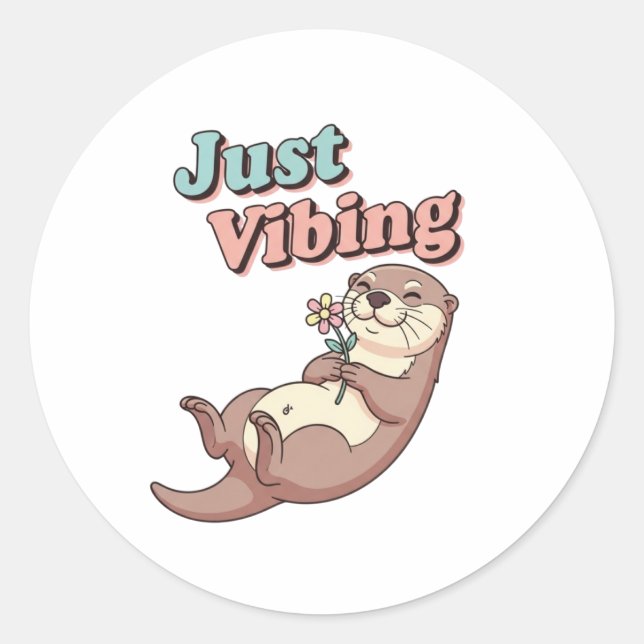 Adesivo Retro Otter Just Vibing Vinyl Sticker (Frente)