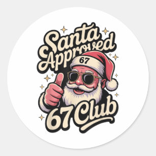 Adesivo Retro Papai Noel Aprovado 67 Clube - Natal Engraça