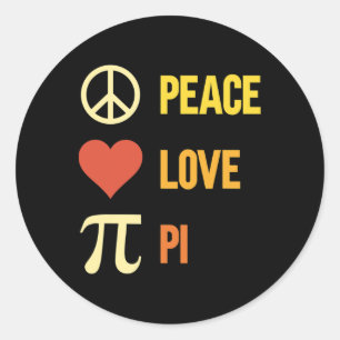 Adesivo Retro Peace Love Pi 3.14 Happy Pi Day Math Pun Pi