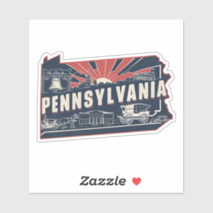 Adesivo Retro Pennsylvania State Car Sticker