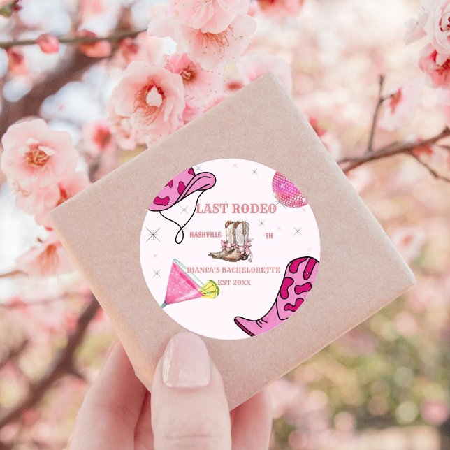 Adesivo Retro Pink Disco Cowgirl Western Despedida de Solt (Criador carregado)