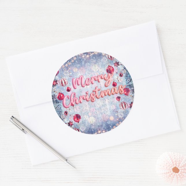 Adesivo Retro Pink Merry Christmas  (Envelope)
