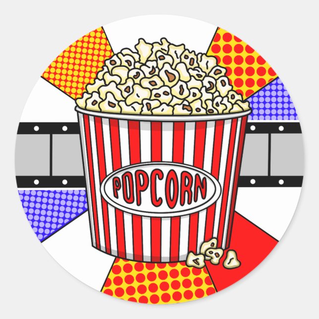 Adesivo Retro Popcorn e Filme - Pop Art (Frente)