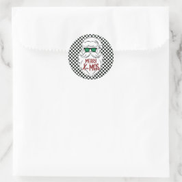 Adesivo Retro Preto Branco Xadrez Papai Noel Natal 
