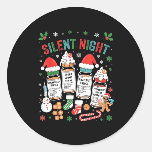 Adesivo Retro Profol Silent Night Icu Nurses Funny Merry C (Frente)