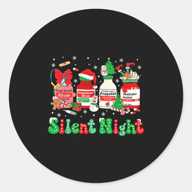 Adesivo Retro Profol Silent Night Icu Nurses Funny Merry C (Frente)