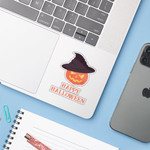 Adesivo Retro Pumpkin "Happy" Halloween Sticker - Vintage