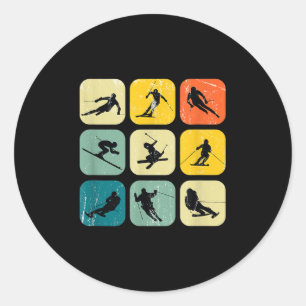 Adesivo Retro Quadrado Wintersport Esqui Combinação Nórdic